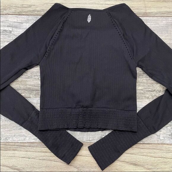 Free People Cut It Out Black Long Sleeve Top - Picture 3 of 4
